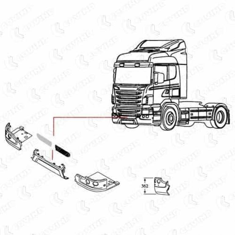 LOWER BUMPER CENTRE MESH INSERT PASSENGER SIDE LH