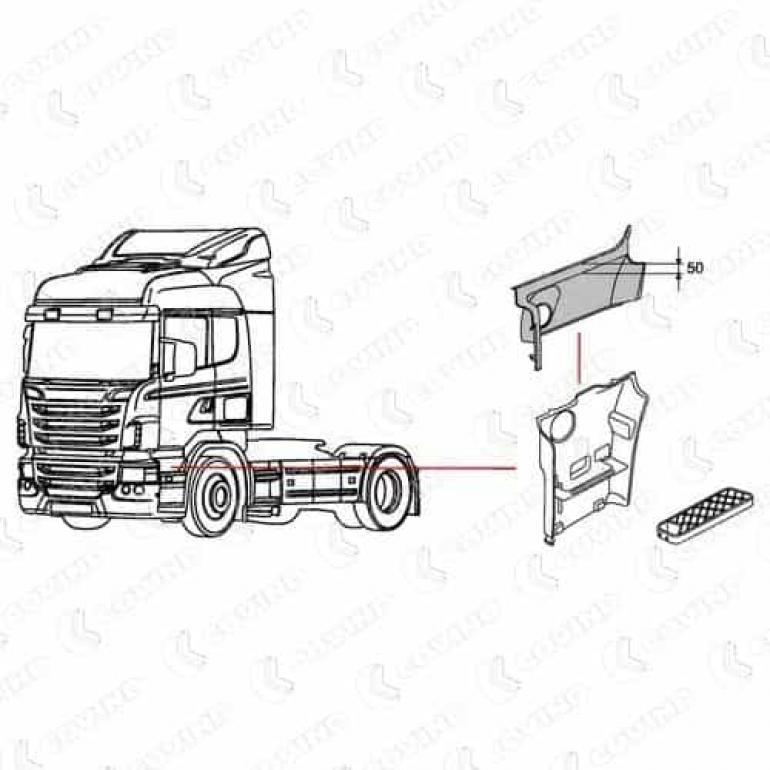 STEP WALL UPPER COVER PASSENGER SIDE LH