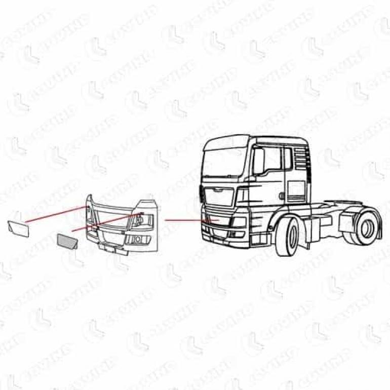 HEADLAMP WASHER COVER PASSENGER SIDE LH