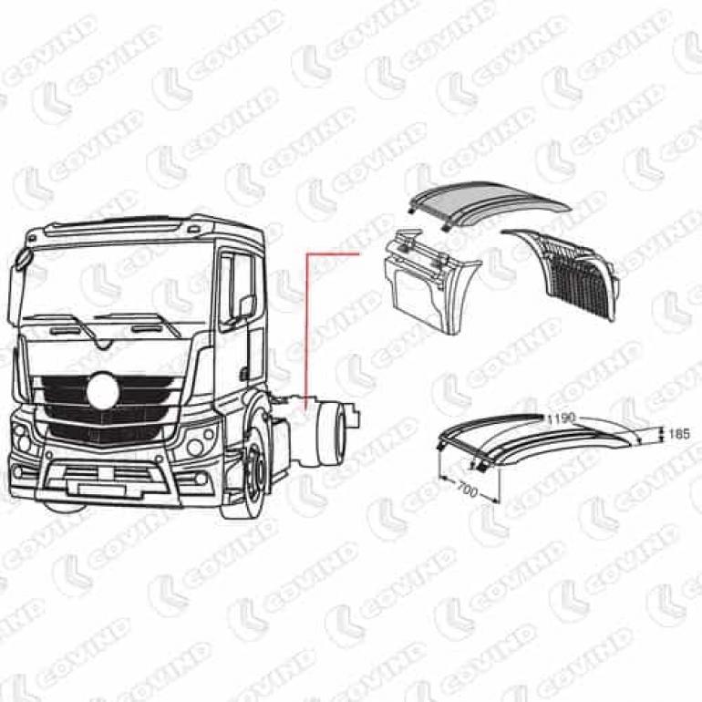 REAR AXLE LOW PROFILE WING TOP WITH STRAPS FITS RH OR LH