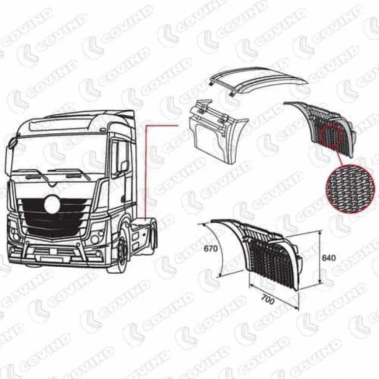 REAR AXLE DROPWING REAR SECTION WITH BRACKETS & SPRAY RH OR LH