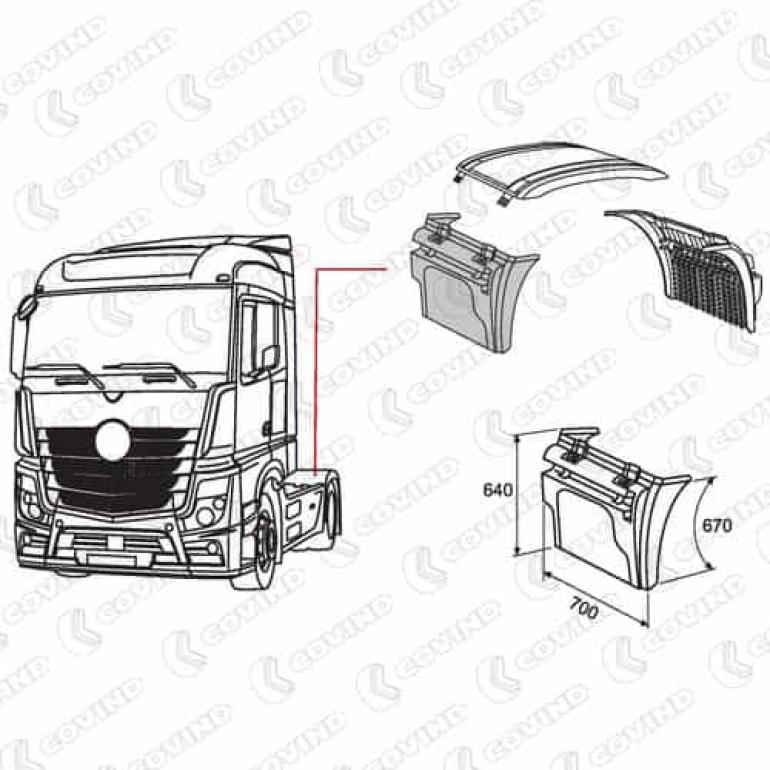 REAR AXLE DROPWING FRONT SECTION C/W BRACKETS PASSENGER SIDE LH