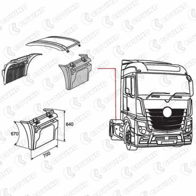 REAR AXLE DROPWING FRONT SECTION C/W BRACKETS DRIVER SIDE RH