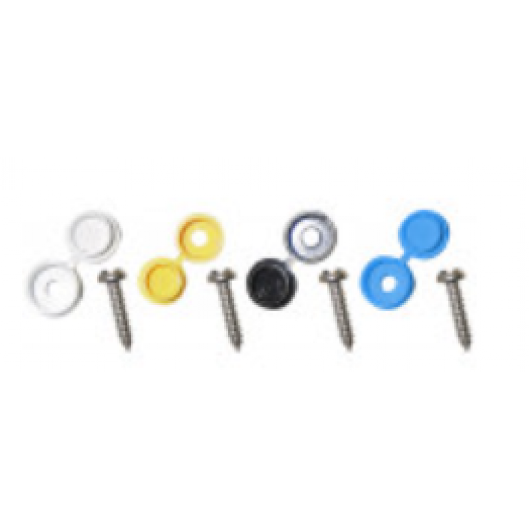 WHITE NUMBER PLATE CAPS & SCREWS (PKT 50)
