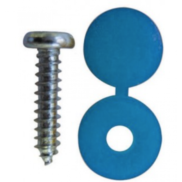 BLUE NUMBER PLATE CAPS & SCREWS (PKT 50)