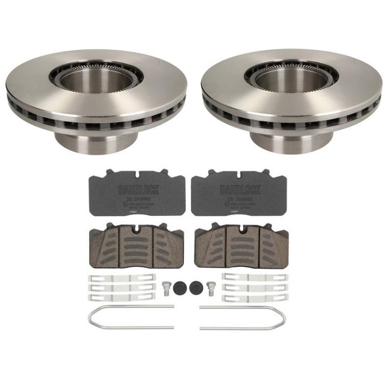 FRONT BRAKE DISCS C/W STEEL ABS EXCITER RING & BRAKE PAD AXLE SET