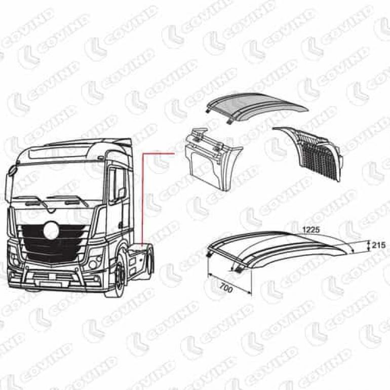 REAR AXLE HIGH PROFILE WING TOP WITH STRAPS FITS RH OR LH