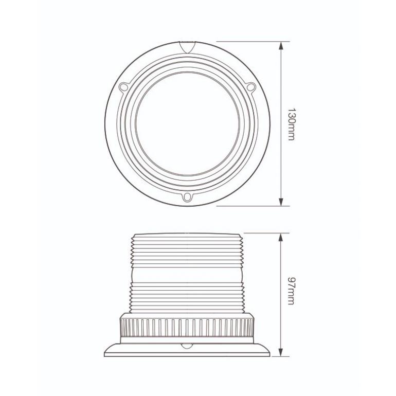COMPACT LED AMBER 3 BOLT MOUNTED BEACON 12-48VDC