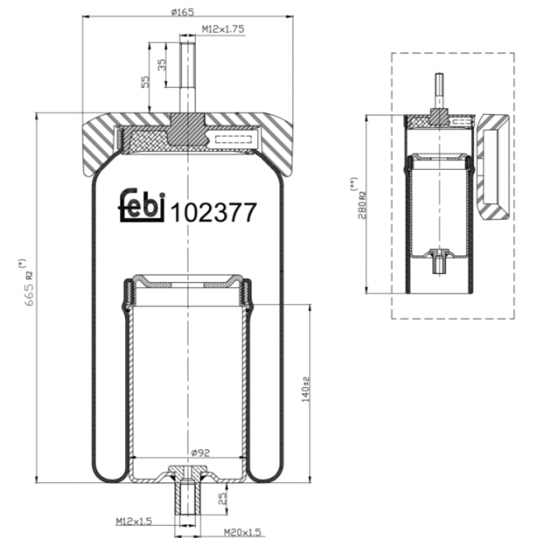 MIDLIFT AIRSPRING WITH STEEL PISTON