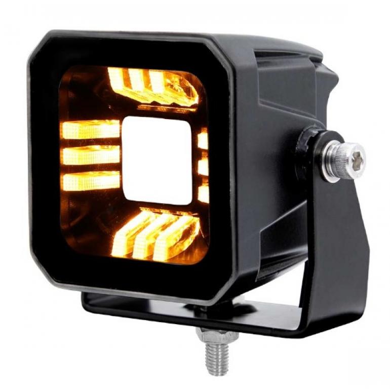 'POD LED CLEAR WORK LAMP WITH AMBER / RED POSITION LAMP