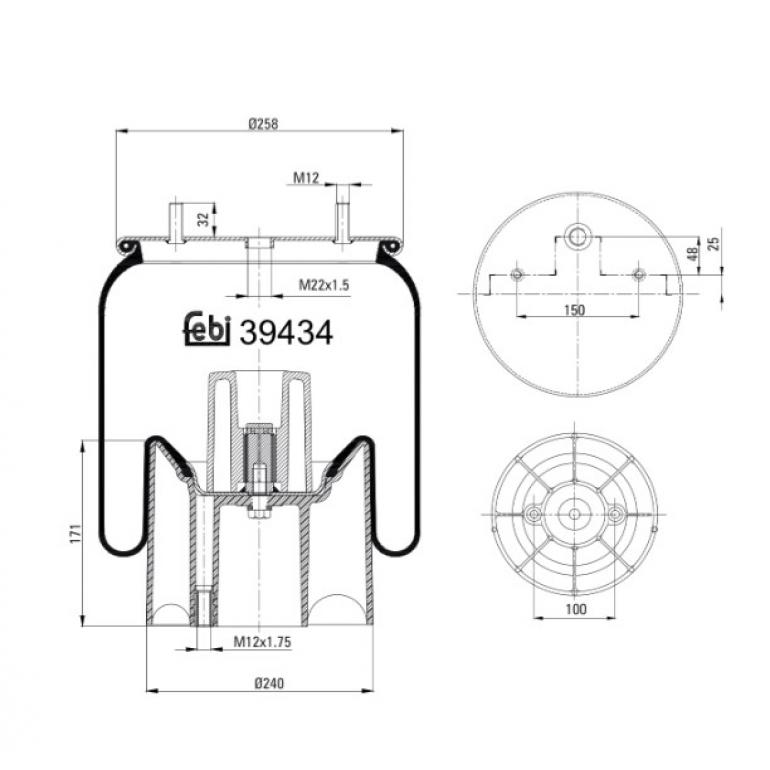 TRAILING AXLE AIR SPRING WITH PLASTIC PISTON
