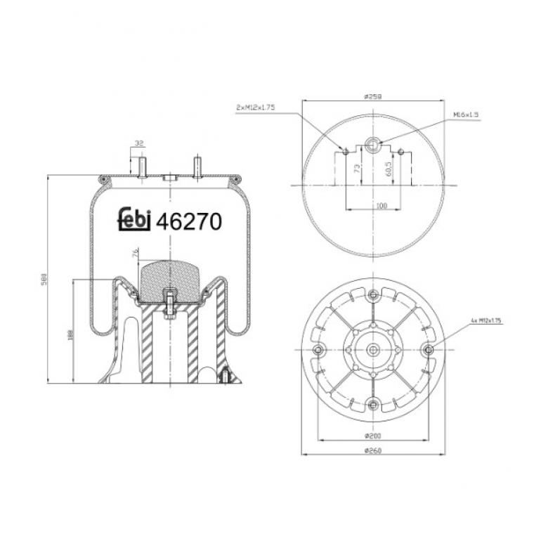 REAR SUSPENSION AIR SPRING WITH PLASTIC PISTON