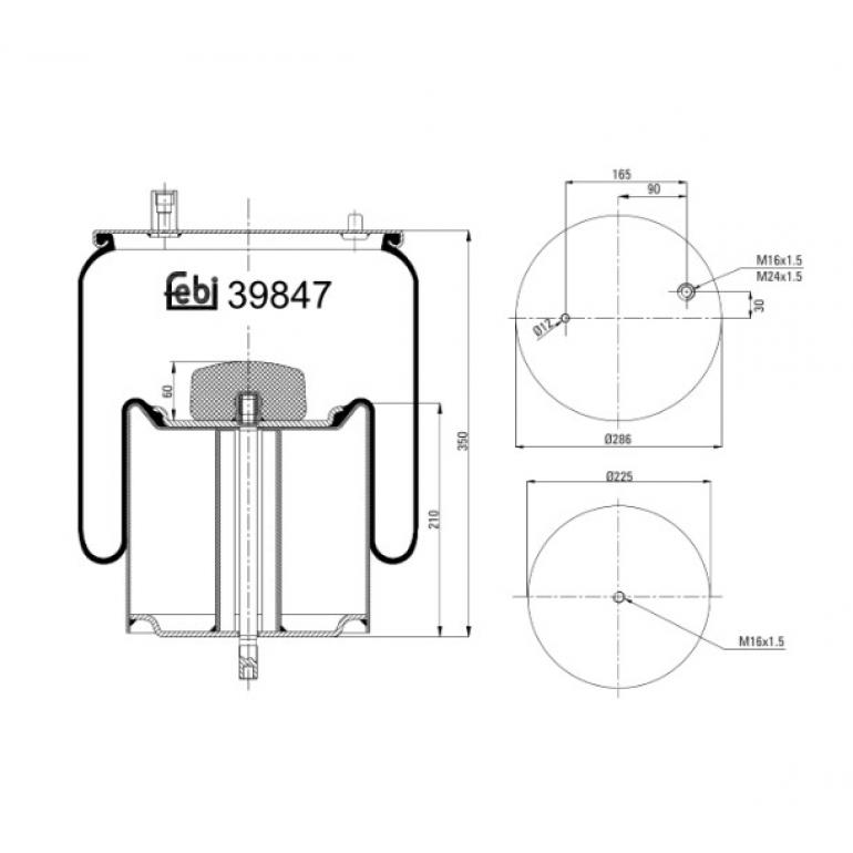 REAR SUSPENSION AIR SPRING WITH STEEL PISTON