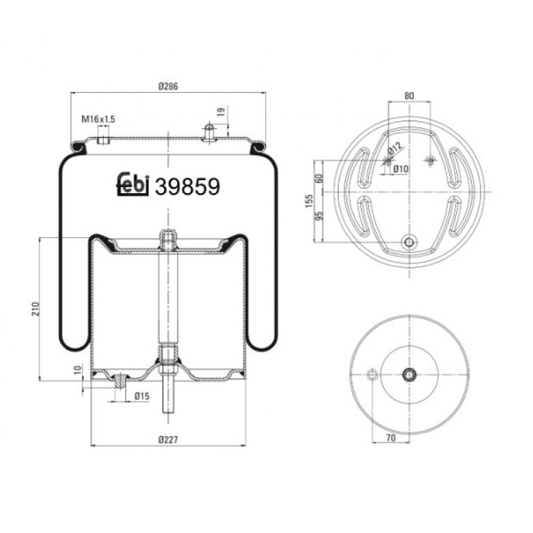 REAR SUSPENSION AIR SPRING WITH STEEL PISTON