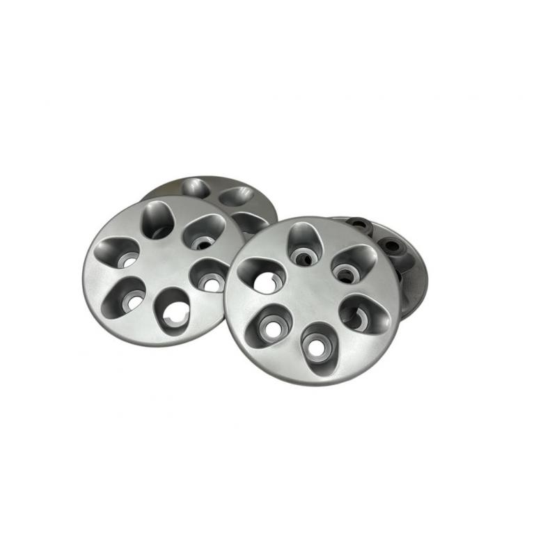 SILVER 6 HOLE WHEEL HUB TRIM COVERS (PKT 4)