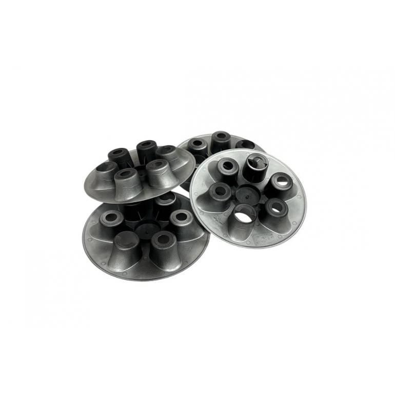 SILVER 6 HOLE WHEEL HUB TRIM COVERS (PKT 4)