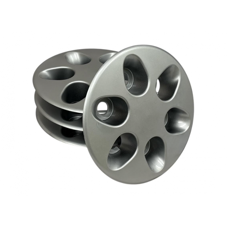 SILVER 6 HOLE WHEEL HUB TRIM COVERS (PKT 4)
