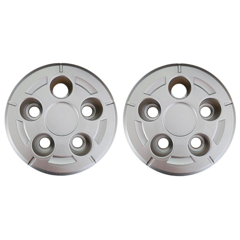 SILVER 5 HOLE WHEEL HUB TRIM COVERS (PAIR OF)