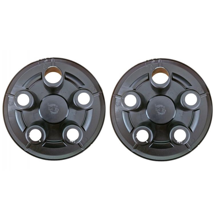 SILVER 5 HOLE WHEEL HUB TRIM COVERS (PAIR OF)