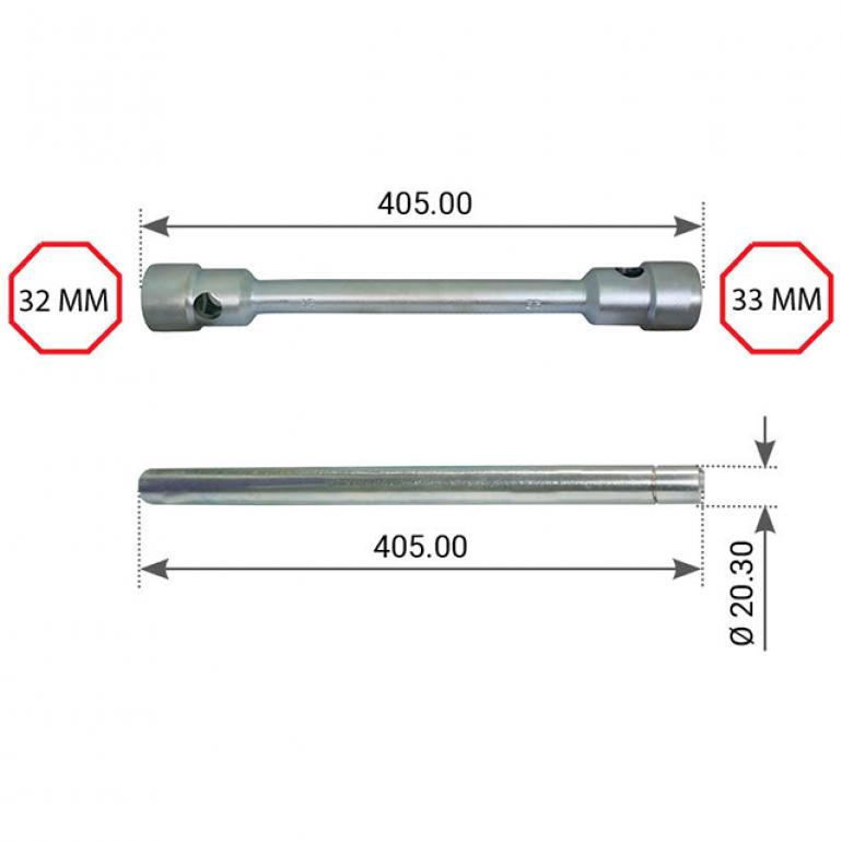 32MM / 33MM DUAL UNIVERSAL COMBINATION WHEEL WRENCH & BAR