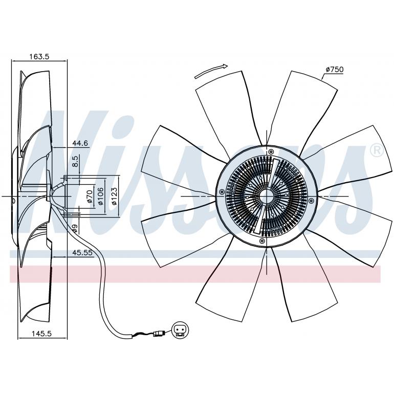 2 PIN PLUG VISCOUS FAN HUB WITH BLADES