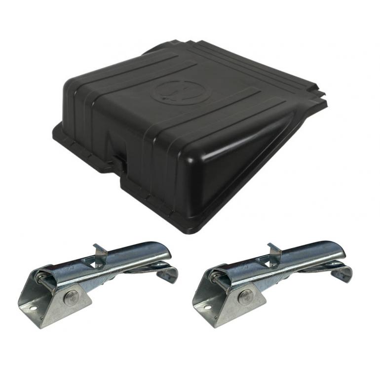 BATTERY BOX COVER WITH FASTENING STRAPS