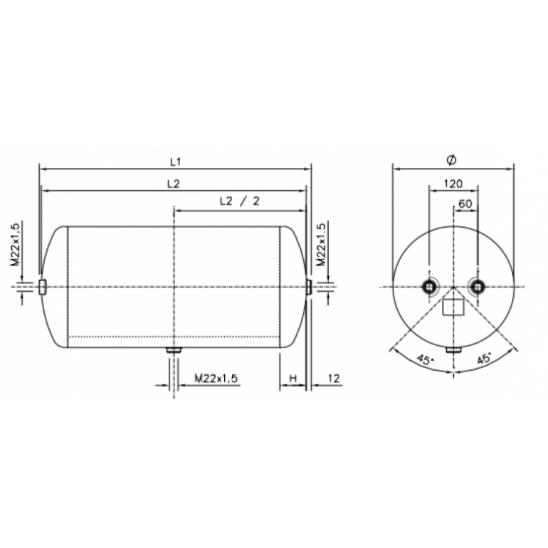 STEEL AIR TANK RESERVOIR 15 LITRES
