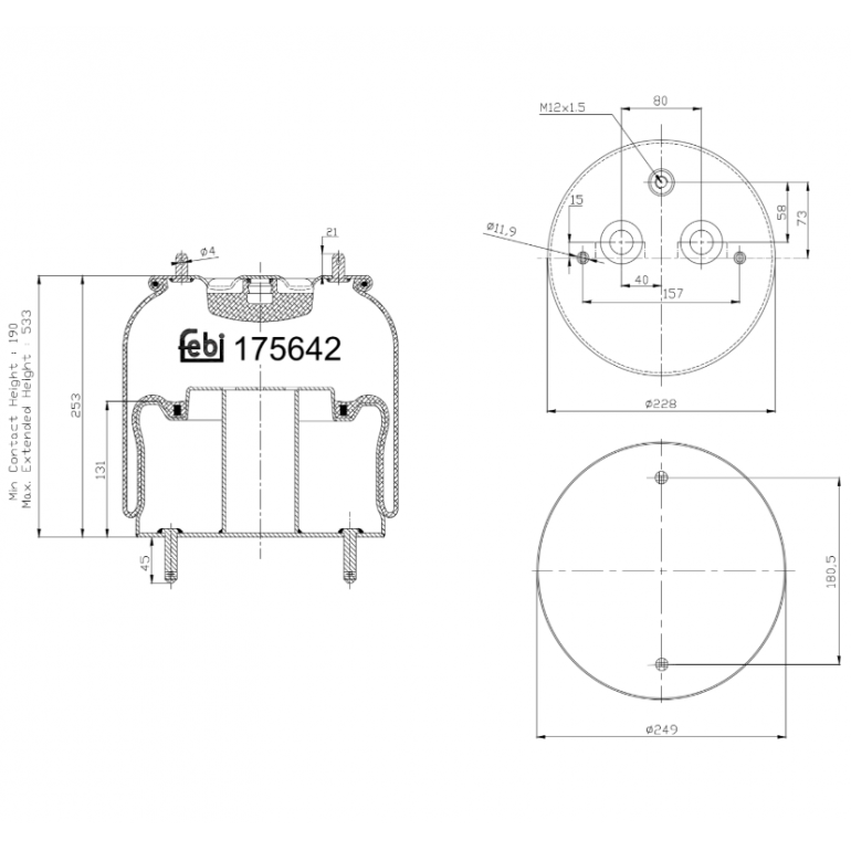 FRONT SUSPENSION AIR SPRING WITH STEEL PISTON