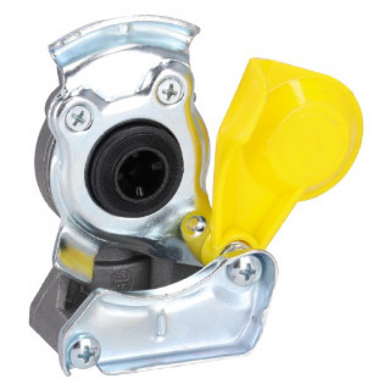 YELLOW PALM COUPLING WITH SELF SEALING VALVE M16x1.5