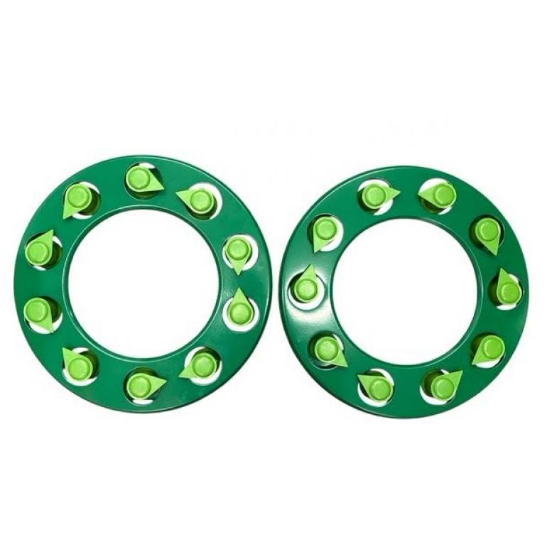 GREEN COATED WHEEL COVERS & WHEEL NUT INDICATORS