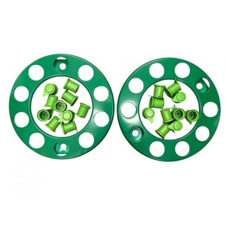 GREEN COATED WHEEL COVERS & WHEEL NUT INDICATORS