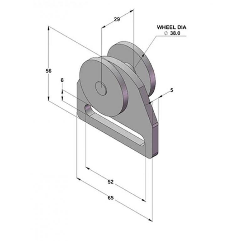 STEEL WHEEL CURTAINSIDER ROLLER 38X29MM