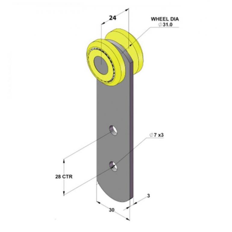 YELLOW CURTAINSIDER ROLLER 31X24MM