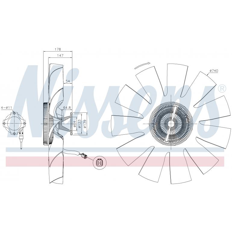 VISCOUS FAN CLUTCH HUB WITH BLADES