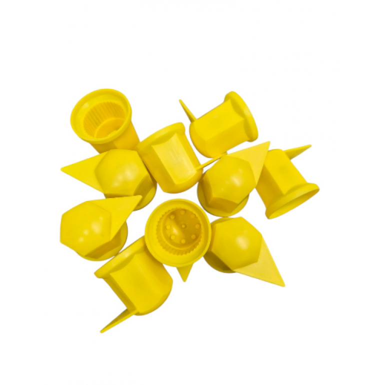 33MM YELLOW LONG REACH WHEEL NUT INDICATOR COVERS (PKT 10)