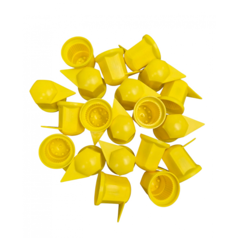 33MM YELLOW LONG REACH WHEEL NUT INDICATOR COVERS (PKT 20)