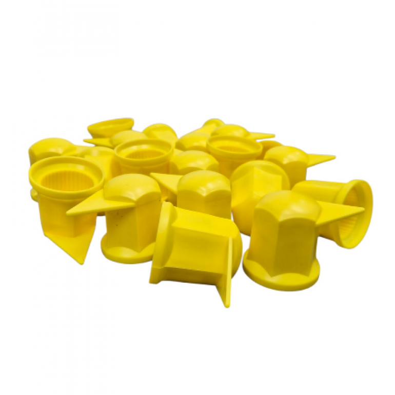 33MM YELLOW LONG REACH WHEEL NUT INDICATOR COVERS (PKT 20)