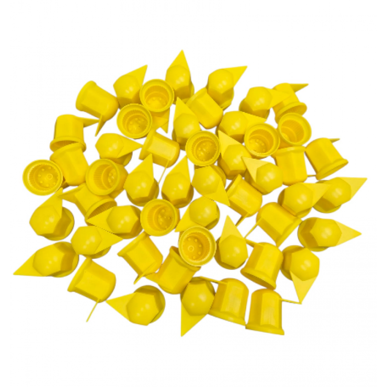 33MM YELLOW LONG REACH WHEEL NUT INDICATOR COVERS (PKT 50)