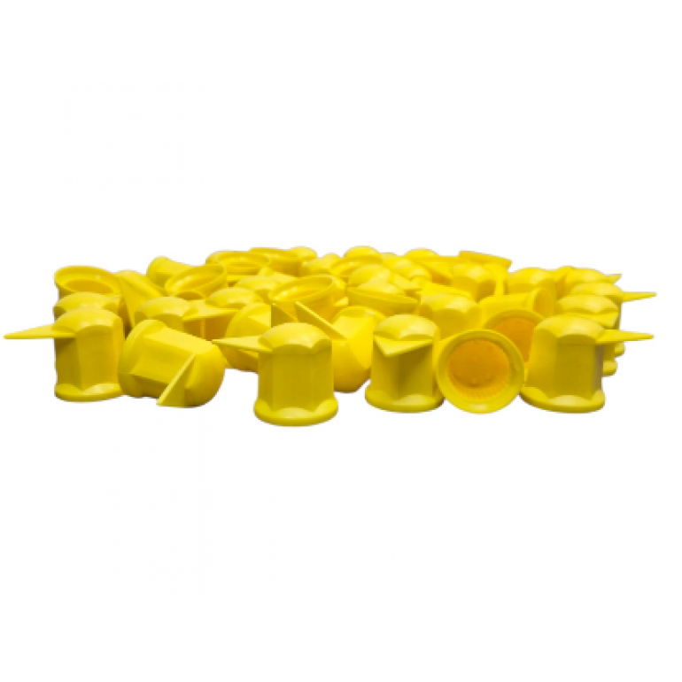 33MM YELLOW LONG REACH WHEEL NUT INDICATOR COVERS (PKT 50)