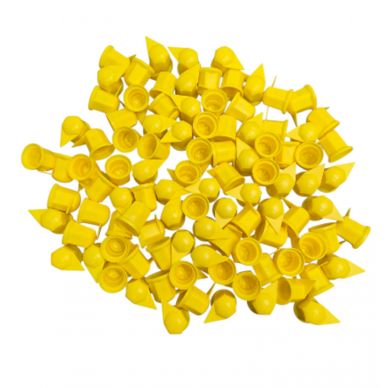 33MM YELLOW LONG REACH WHEEL NUT INDICATOR COVERS (PKT 100)