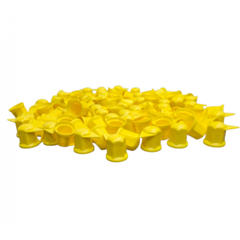 33MM YELLOW LONG REACH WHEEL NUT INDICATOR COVERS (PKT 100)