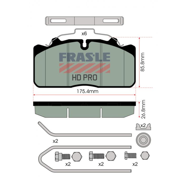 HEAVY DUTY BRAKE PAD AXLE SET WITH FITTING KIT