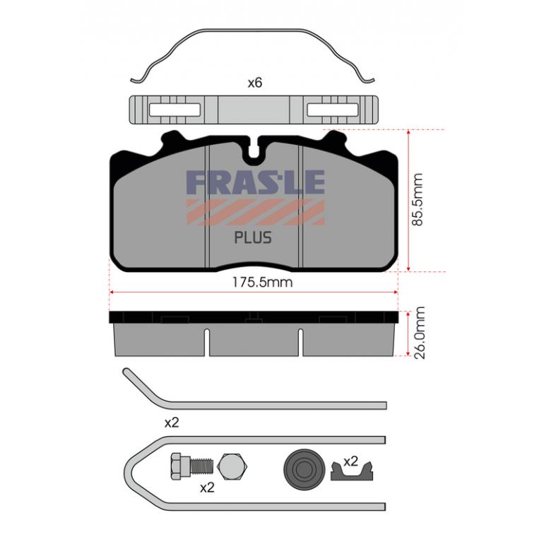 BRAKE PAD AXLE SET WITH FITTING KIT