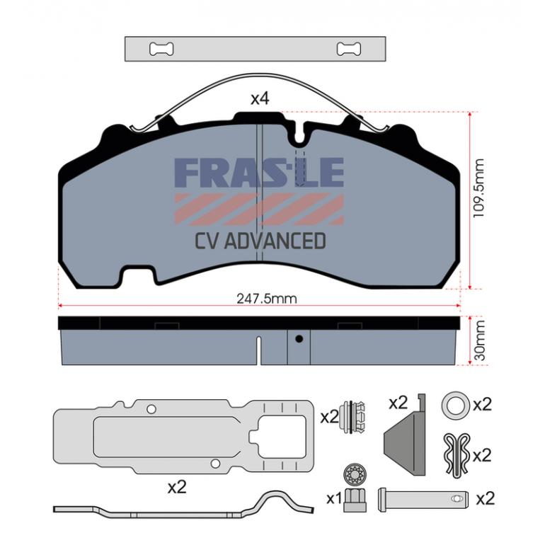 BRAKE PAD AXLE SET C/W FITTING KIT