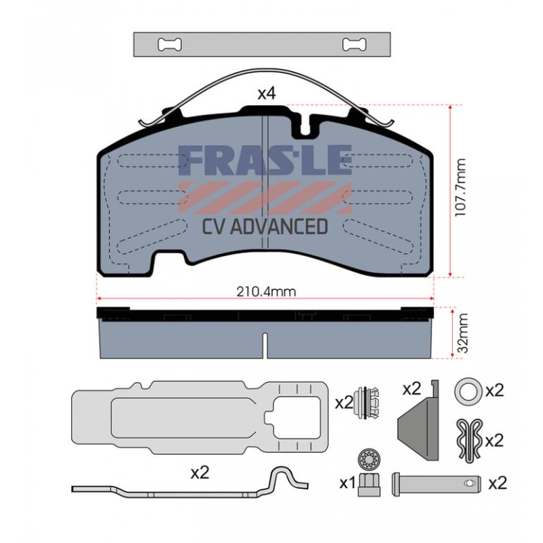BRAKE PAD AXLE SET C/W FITTING KIT