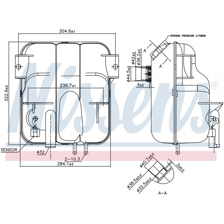 BARE EXPANSION HEADER TANK WITH CAPS & SENSOR