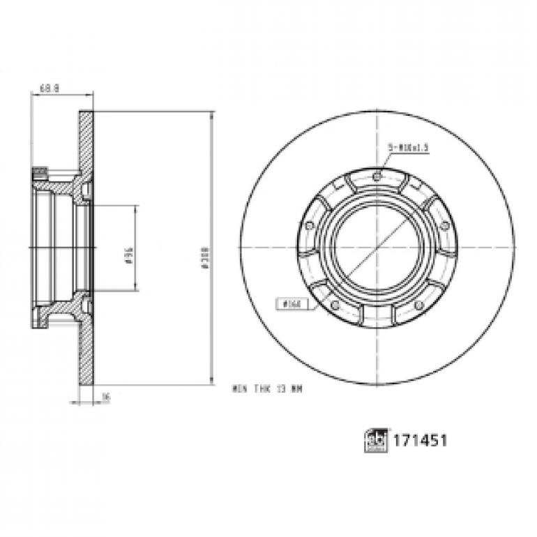 REAR SOLID BRAKE DISC WITH ABS EXCITER RING