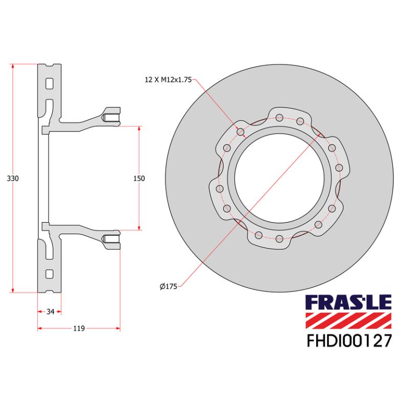 REAR VENTED BRAKE DISC WITH CAST ABS EXCITER RING