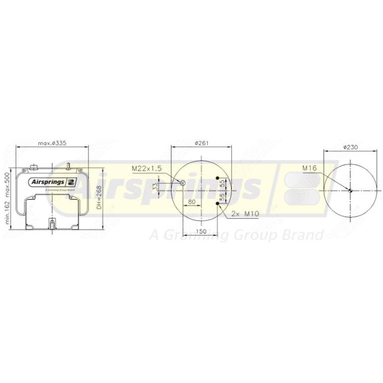 REAR SUSPENSION AIR SPRING WITH STEEL PISTON