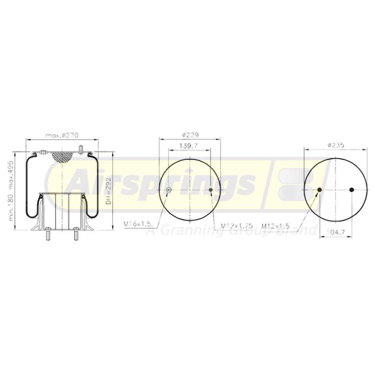 REAR SUSPENSION AIR SPRING WITH PLASTIC PISTON
